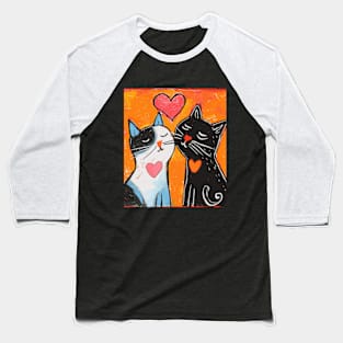 Cat Love 2024 Valentines Day Drawing Baseball T-Shirt